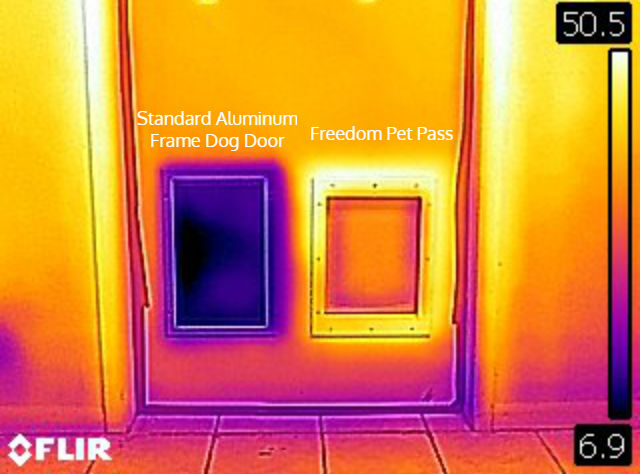 FLIR Image - Freedom Pet Pass vs Aluminum Pet Door